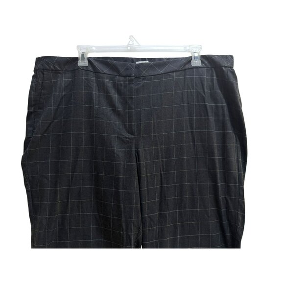 J. Jill Window Pane Plaid Wide Leg Trousers Dress Pants Plus 24W Dark Charcoal - Picture 3 of 6